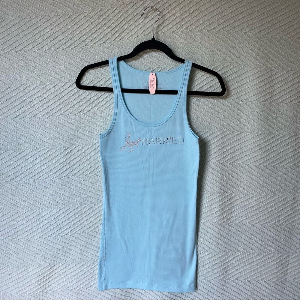 Victoria’s Secret “Just Married” Blue Tank Top